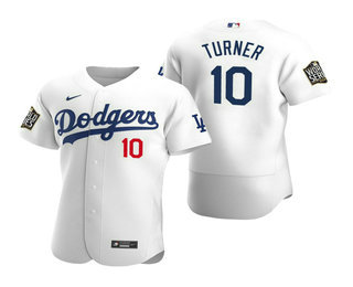 Men Los Angeles Dodgers #10 Justin Turner White 2020 World Series Authentic Flex Nike Jersey->los angeles dodgers->MLB Jersey